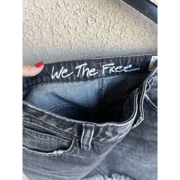 We The Free Bailey Black Denim Frayed Hem Skirt - Size 26 - Picture 7 of 10